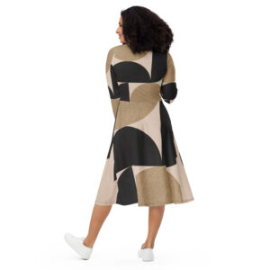 Langärmliges Midikleid mit Allover-Druck