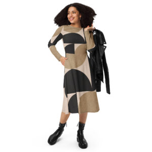 Langärmliges Midikleid mit Allover-Druck