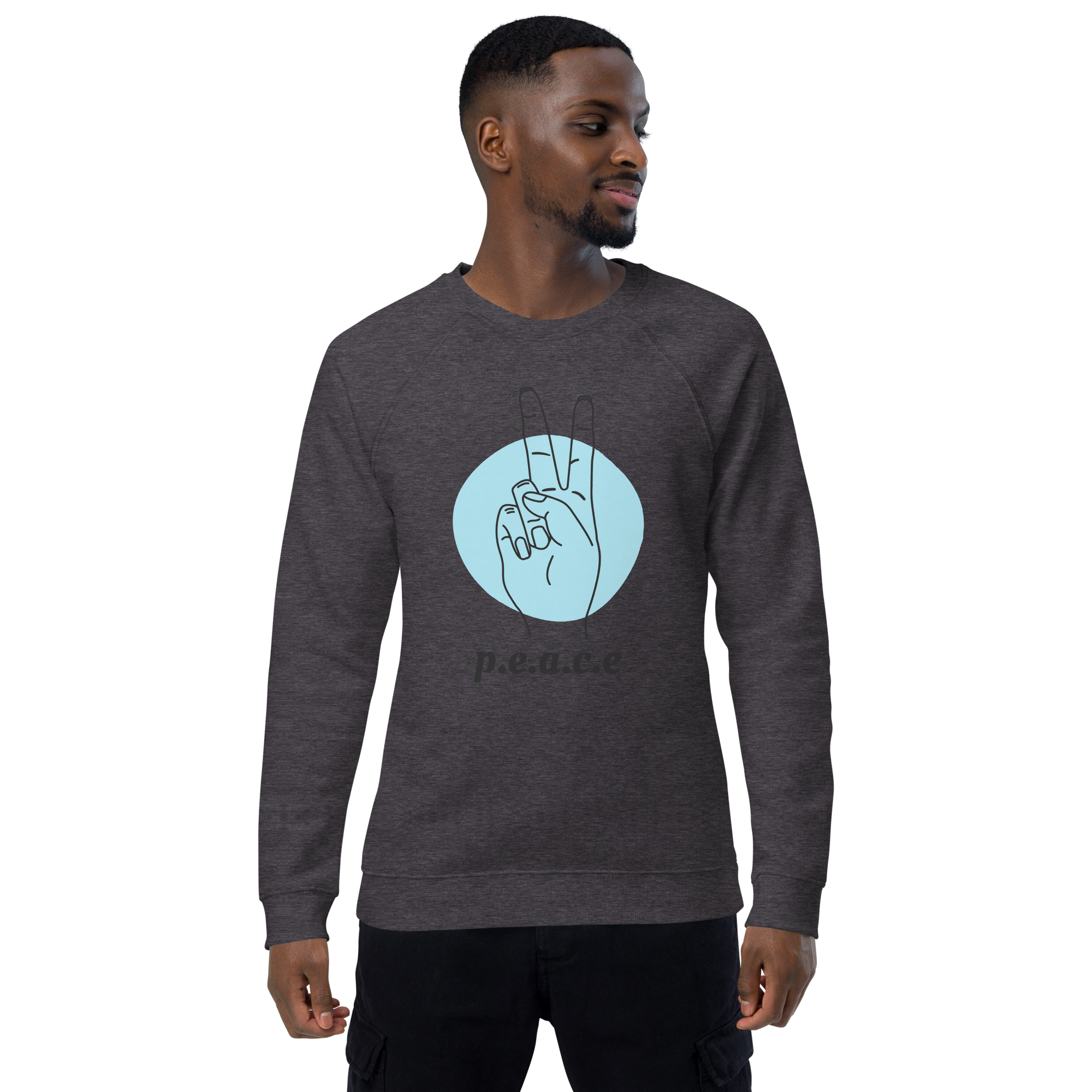 unisex-organic-raglan-sweatshirt-charcoal-melange-front-668e6726725e5.png