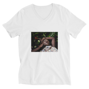 Kurzärmeliges Unisex-T-Shirt mit V-Ausschnitt